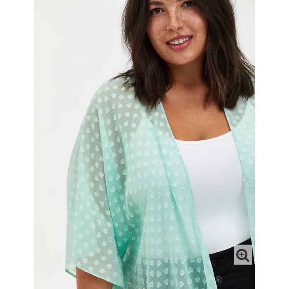 NWT TORRID Mint Clip Dot Shark Bite Kimono - Picture 3 of 8